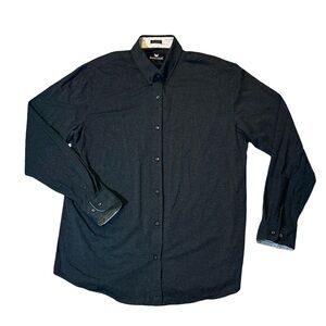 Buttercloth mens 2XLT Tall gray solid cotton blend knit oxford button up shirt